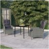 Matgrupp för trädgården 3 delar ljusgrå vidaXL 80 cm table length – miniatyr 1