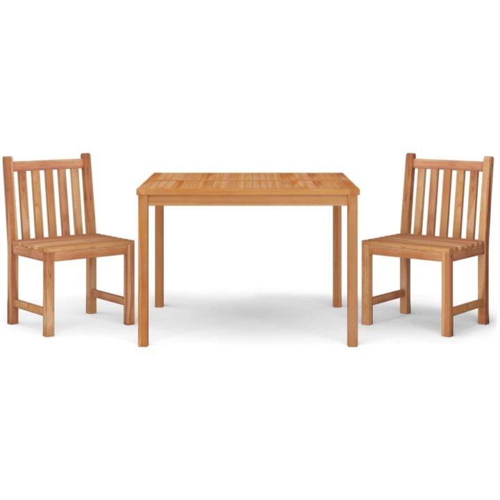 Matgrupp för trädgården 3 delar massiv teak vidaXL 110 cm bordslängd – bild 2