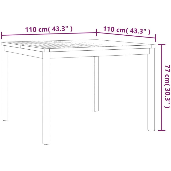Matgrupp för trädgården 3 delar massiv teak vidaXL 110 cm bordslängd – bild 11