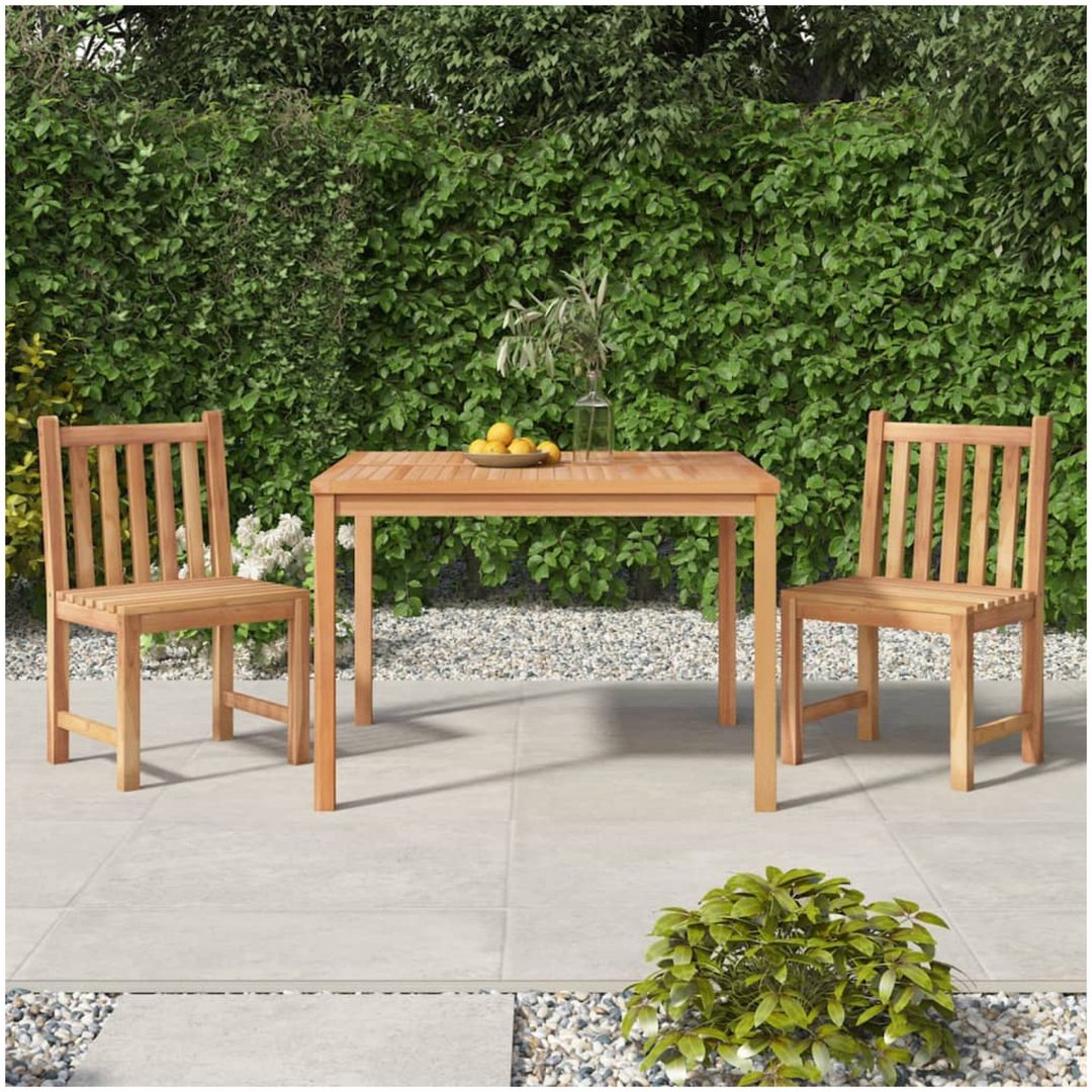 Matgrupp för trädgården 3 delar massiv teak vidaXL 110 cm bordslängd