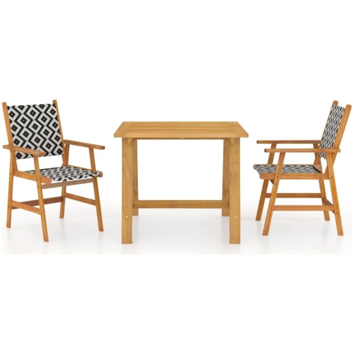 Matgrupp för trädgården 3 delar massivt akaciaträ vidaXL 88 cm table length – bild 2