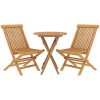Matgrupp för trädgården 3 delar massivt teakträ vidaXL – miniatyr 3