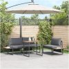 Matgrupp för trädgården 3 delar med antracit dynor vidaXL Armstol utan armar: 117.5x70x68 cm, matbord: 100x55 – miniatyr 4