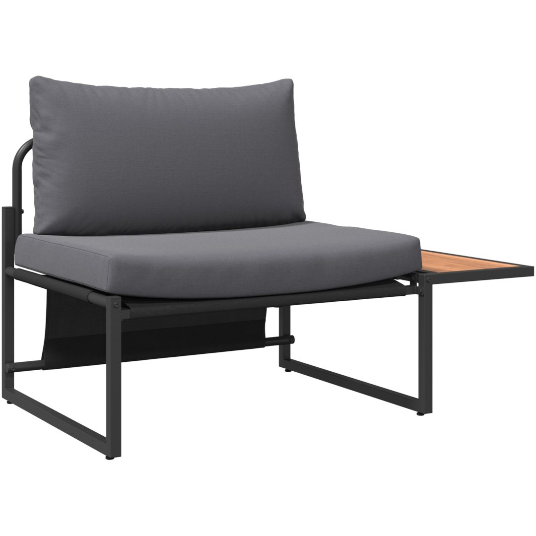 Matgrupp för trädgården 3 delar med antracit dynor vidaXL Armstol utan armar: 117.5x70x68 cm, matbord: 100x55 – bild 6