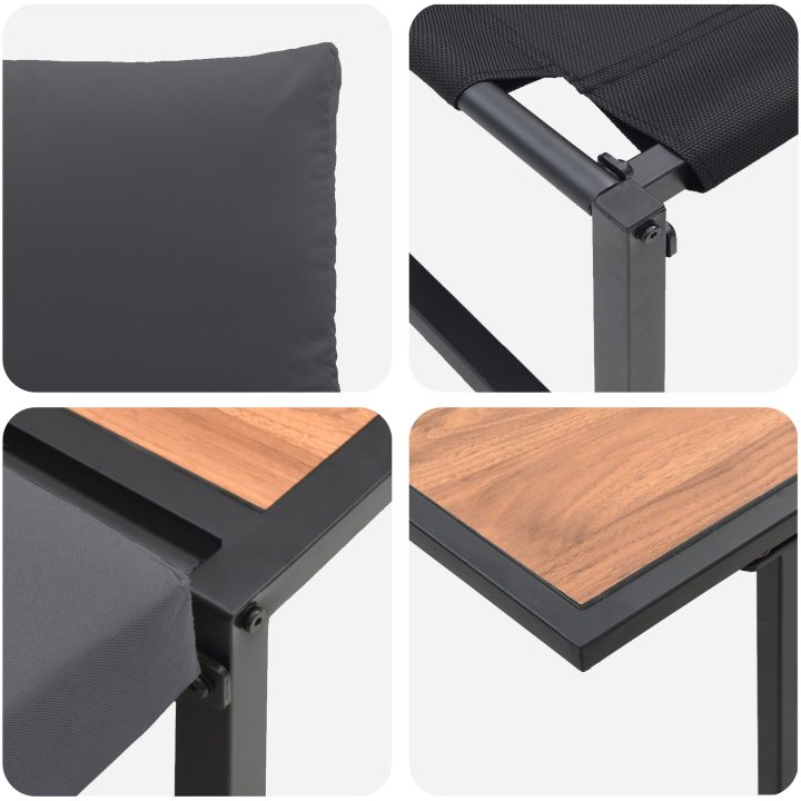Matgrupp för trädgården 3 delar med antracit dynor vidaXL Armstol utan armar: 117.5x70x68 cm, matbord: 100x55 – bild 10