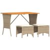 Matgrupp för trädgården 3 delar med dynor beige konstrotting vidaXL – miniatyr 2