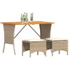 Matgrupp för trädgården 3 delar med dynor beige konstrotting vidaXL – miniatyr 4