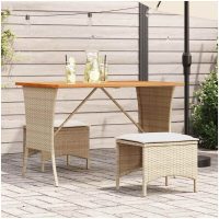Matgrupp för trädgården 3 delar med dynor beige konstrotting vidaXL