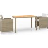 Matgrupp för trädgården 3 delar med dynor konstrotting beige vidaXL – miniatyr 2