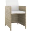 Matgrupp för trädgården 3 delar med dynor konstrotting beige vidaXL – miniatyr 3