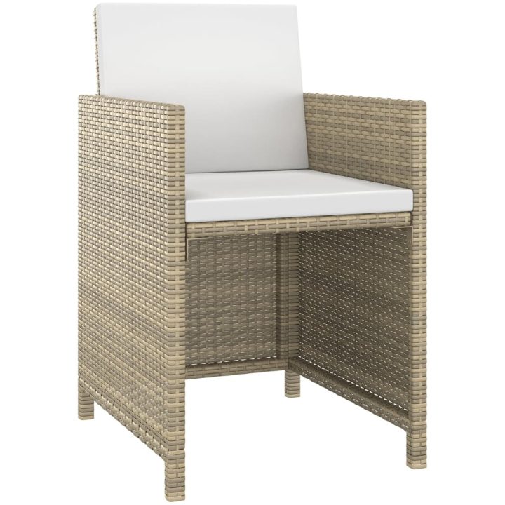 Matgrupp för trädgården 3 delar med dynor konstrotting beige vidaXL – bild 3