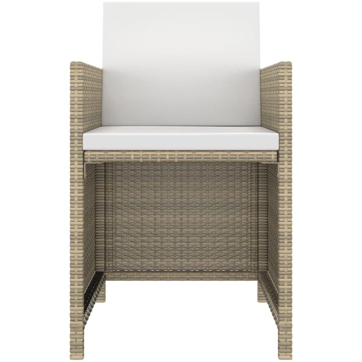 Matgrupp för trädgården 3 delar med dynor konstrotting beige vidaXL – bild 4