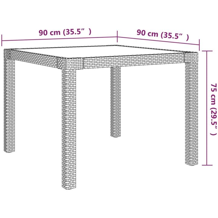 Matgrupp för trädgården 3 delar med dynor konstrotting grå vidaXL 90 cm table length – bild 11