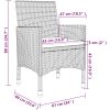 Matgrupp för trädgården 3 delar med dynor konstrotting grå vidaXL 90 cm table length – miniatyr 12