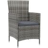 Matgrupp för trädgården 3 delar med dynor konstrotting grå vidaXL 90 cm table length – miniatyr 3