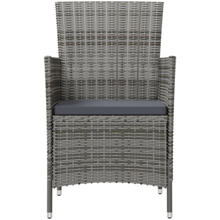 Matgrupp för trädgården 3 delar med dynor konstrotting grå vidaXL 90 cm table length – bild 4