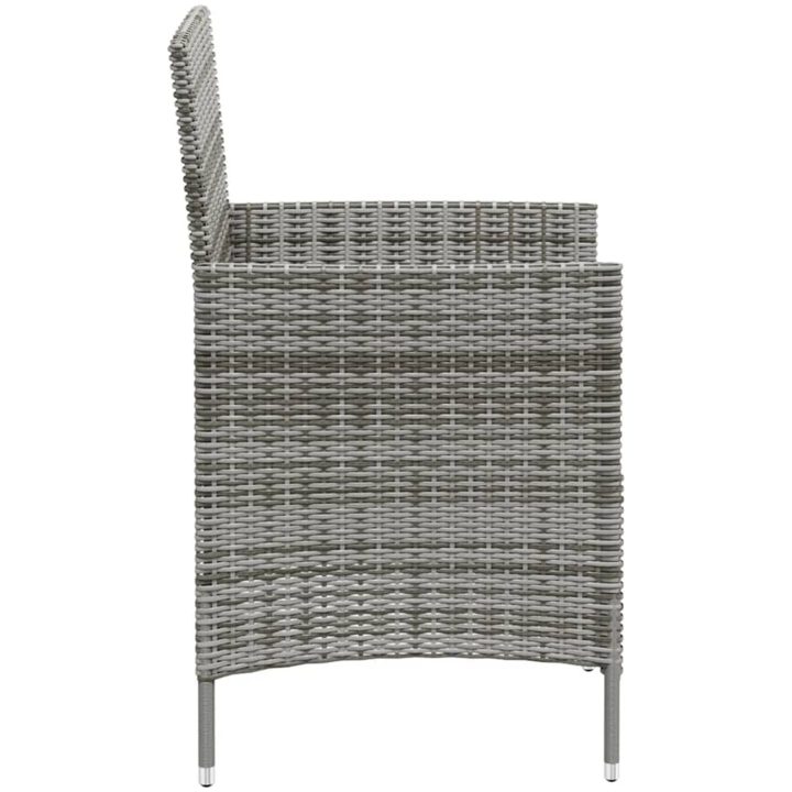 Matgrupp för trädgården 3 delar med dynor konstrotting grå vidaXL 90 cm table length – bild 5