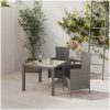 Matgrupp för trädgården 3 delar med dynor konstrotting grå vidaXL 90 cm table length – miniatyr 1