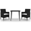 Matgrupp för trädgården 3 delar med dynor konstrotting och glas vidaXL 80 cm table length – miniatyr 2