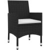 Matgrupp för trädgården 3 delar med dynor konstrotting och glas vidaXL 80 cm table length – miniatyr 3
