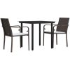 Matgrupp för trädgården 3 delar med dynor konstrotting & stål vidaXL 80 cm table length – miniatyr 3