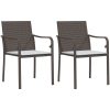 Matgrupp för trädgården 3 delar med dynor konstrotting & stål vidaXL 80 cm table length – miniatyr 4