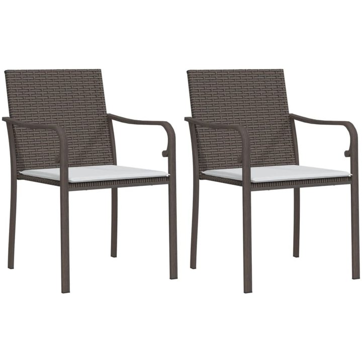 Matgrupp för trädgården 3 delar med dynor konstrotting & stål vidaXL 80 cm table length – bild 4