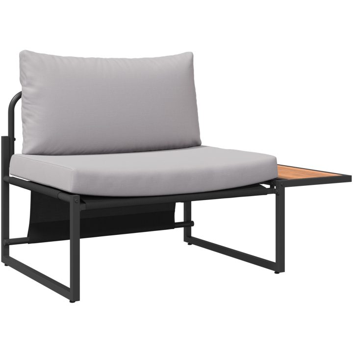 Matgrupp för trädgården 3 delar med ljusgrå dynor vidaXL Armstol utan armar: 117.5x70x68 cm, matbord: 100x55 – bild 5