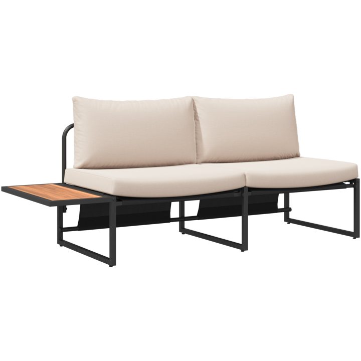 Matgrupp för trädgården 3 delar med taupe dynor vidaXL Trädgårdsoffa, 200.5x70x68 cm, matbord, 100x55x70 c – bild 5