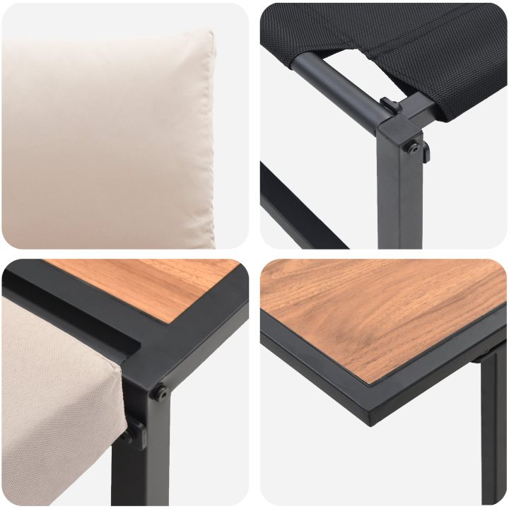 Matgrupp för trädgården 3 delar med taupe dynor vidaXL Trädgårdsoffa, 200.5x70x68 cm, matbord, 100x55x70 c – bild 10
