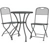 Matgrupp för trädgården 3 delar metallnät antracit vidaXL ⌀60 cm table – miniatyr 3
