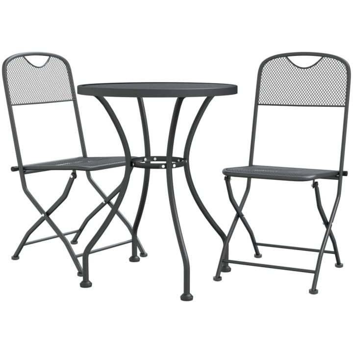 Matgrupp för trädgården 3 delar metallnät antracit vidaXL ⌀60 cm table – bild 3