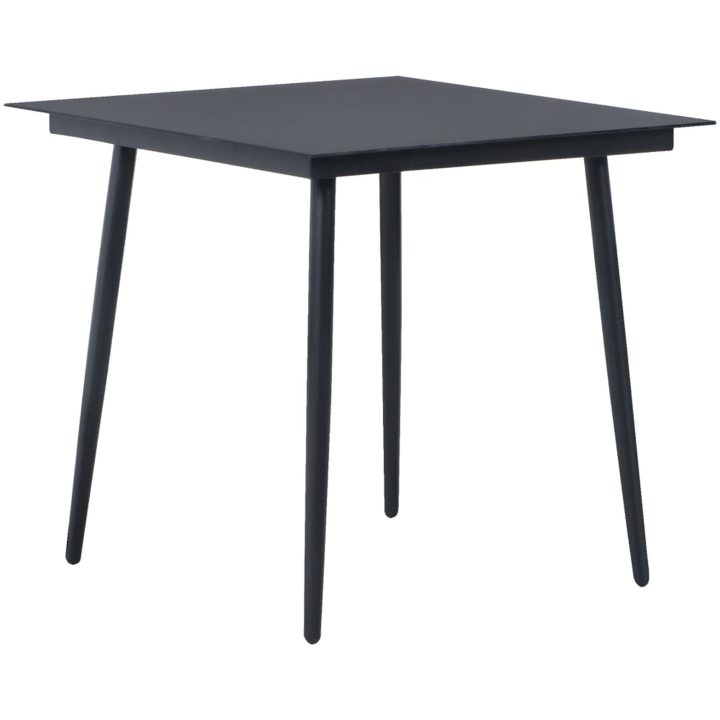 Matgrupp för trädgården 3 delar PVC-rotting svart vidaXL 80 cm table length – bild 3