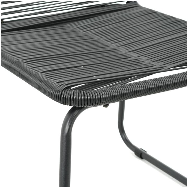 Matgrupp för trädgården 3 delar PVC-rotting svart vidaXL 80 cm table length – bild 6