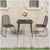 Matgrupp för trädgården 3 delar PVC-rotting svart vidaXL 80 cm table length – miniatyr 1