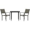 Matgrupp för trädgården 3 delar stål och textilen svart vidaXL 80 cm table length – miniatyr 2
