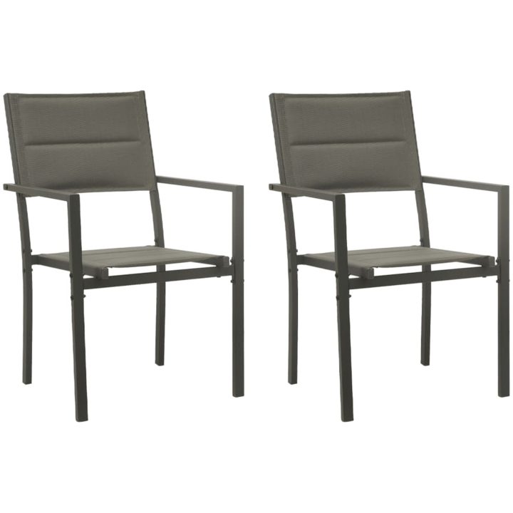 Matgrupp för trädgården 3 delar stål och textilen svart vidaXL 80 cm table length – bild 3