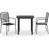 Matgrupp för trädgården 3 delar svart glas och stål vidaXL 80 cm table length – miniatyr 2