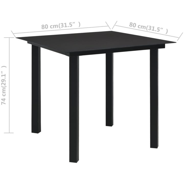 Matgrupp för trädgården 3 delar svart glas och stål vidaXL 80 cm table length – bild 12