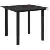 Matgrupp för trädgården 3 delar svart glas och stål vidaXL 80 cm table length – miniatyr 3
