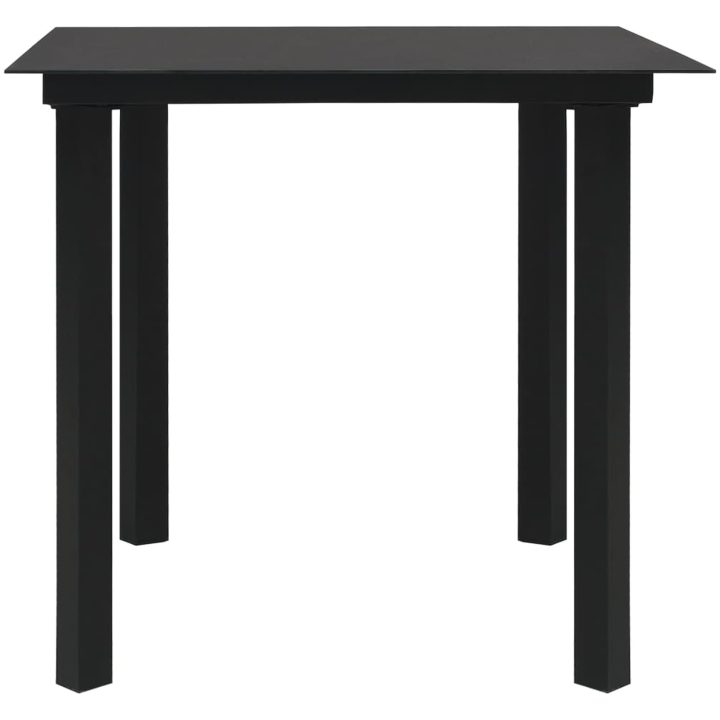 Matgrupp för trädgården 3 delar svart glas och stål vidaXL 80 cm table length – bild 4