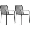 Matgrupp för trädgården 3 delar svart glas och stål vidaXL 80 cm table length – miniatyr 6