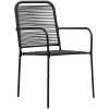 Matgrupp för trädgården 3 delar svart glas och stål vidaXL 80 cm table length – miniatyr 7