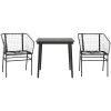 Matgrupp för trädgården 3 delar svart konstrotting och glas vidaXL 80 x 80 x 74 cm – miniatyr 2