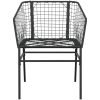 Matgrupp för trädgården 3 delar svart konstrotting och glas vidaXL 80 x 80 x 74 cm – miniatyr 5