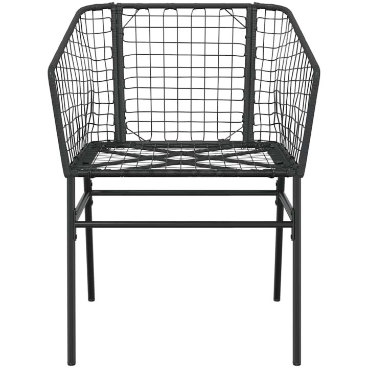 Matgrupp för trädgården 3 delar svart konstrotting och glas vidaXL 80 x 80 x 74 cm – bild 5