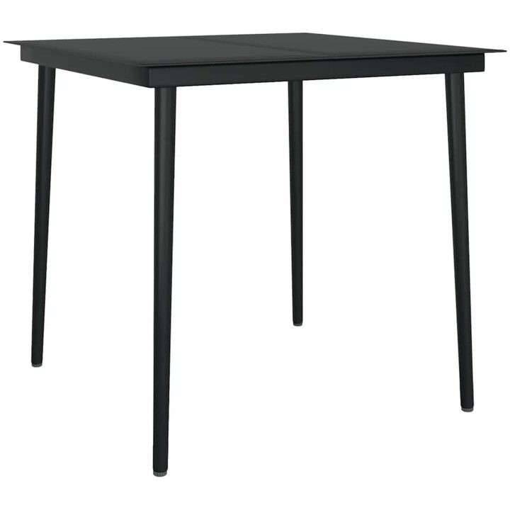 Matgrupp för trädgården 3 delar svart konstrotting och glas vidaXL 80 x 80 x 74 cm – bild 6