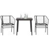 Matgrupp för trädgården 3 delar svart konstrotting och glas vidaXL 80 x 80 x 74 cm – miniatyr 1
