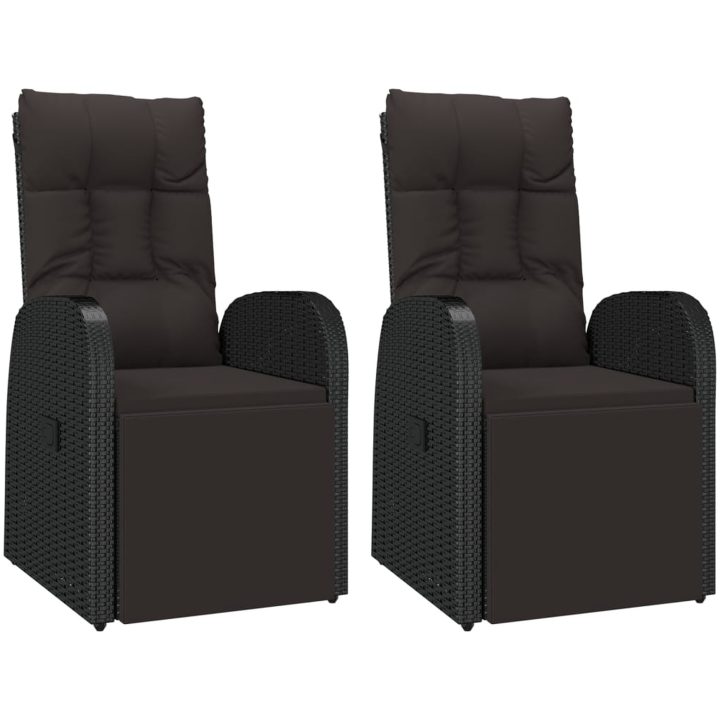 Matgrupp för trädgården 3 delar svart konstrotting&massivakacia vidaXL 90 x 90 x 75 cm – bild 4