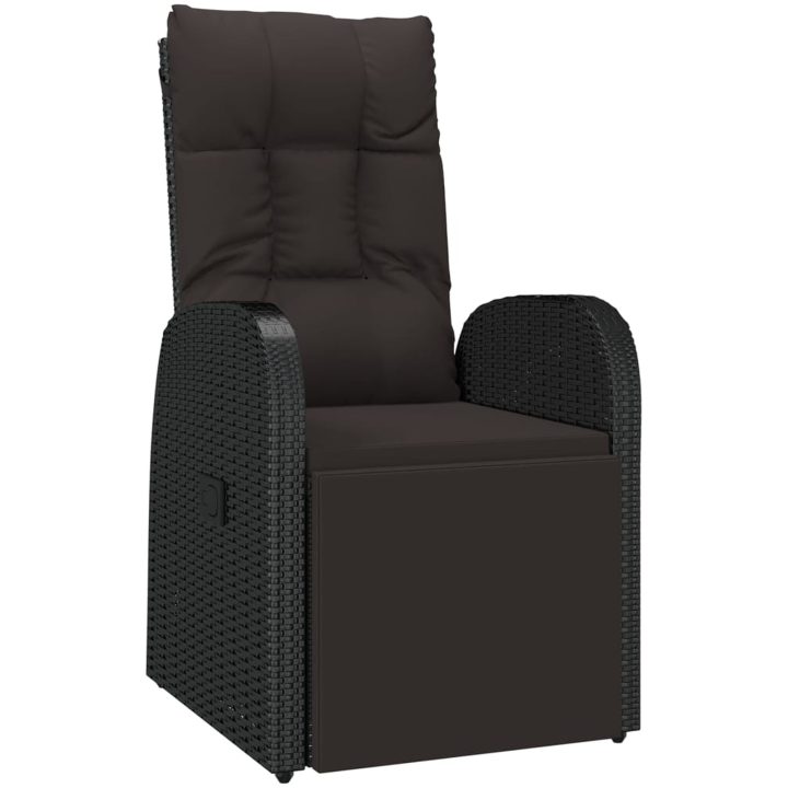 Matgrupp för trädgården 3 delar svart konstrotting&massivakacia vidaXL 90 x 90 x 75 cm – bild 5